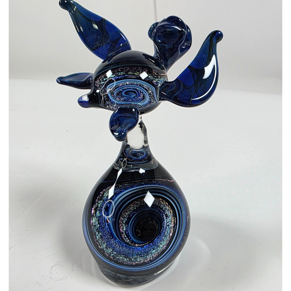 Art Glass Turtle 5.5" Dichroic Opal Fumed Glass Art Sculpture Artist Signed 2024